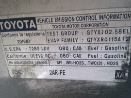2016 TOYOTA CAMRY WHITE, 070, SE, 2.5L, AT.  Z24924